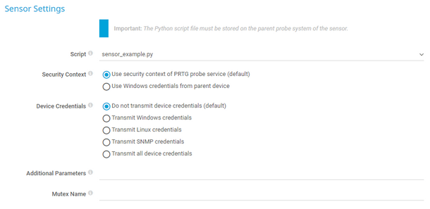 Sensor Settings